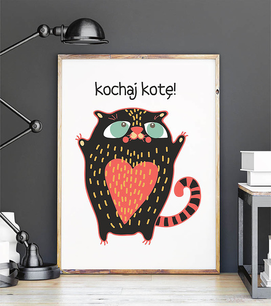 plakat. kochaj kotę (format A3) Love Life and Forest