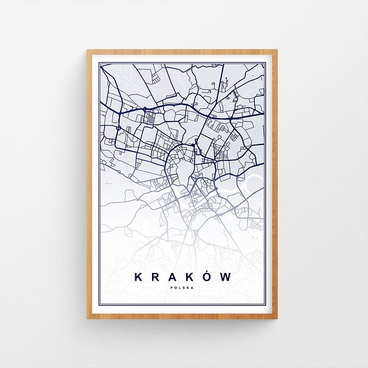Plakat Kraków Mapa trochę na ścianę
