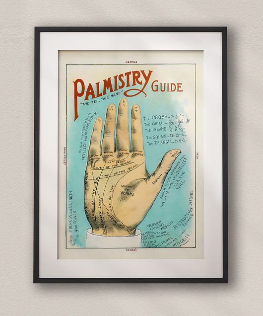 plakaty Stara wiktoriańska ilustracja dłoni - Plakat ezoteryczny vintage - Chiromancja