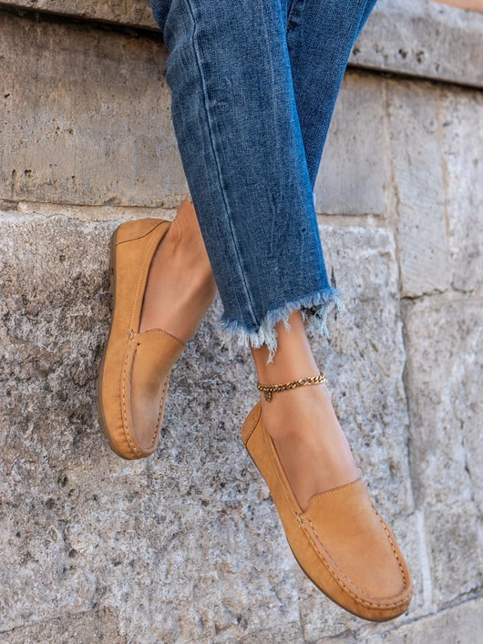 półbuty damskie Skórzane mokasyny Zapato model 001 camelowy