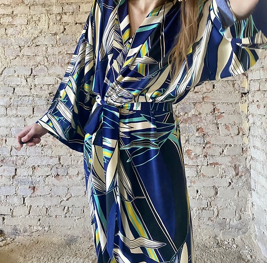 szlafroki damskie Szlafrok narzutka kimono w zjawiskowy wzór