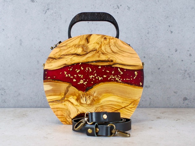 torebki do ręki Kuferek EIWAZ - Oliwka + Czarny dąb