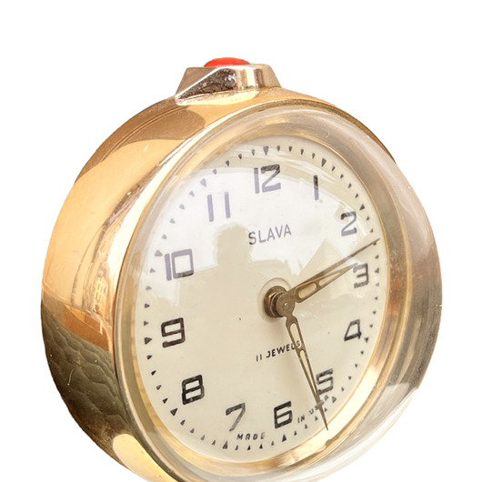 zegary Piękny budzik mechaniczny Slava, made in ZSRR, lata 60.