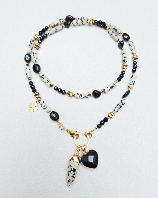 złote naszyjniki Kremowo- Czarny Naszyjnik  Dalmatyńczyk