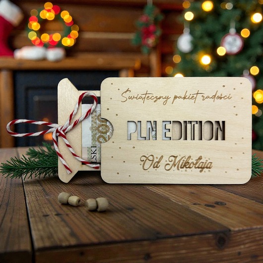 Boże Narodzenie - inne Pudełko na pieniądze PLN EDITION prezent świąteczny Mikołaj PERSONALIZACJA
