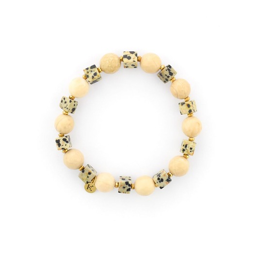 bransoletki z kamieni naturalnych Bransoletka kremowa z Kamieniem Dalmatyńskim