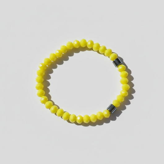 bransoletki ze szkła Żółta bransoletka z hematytem