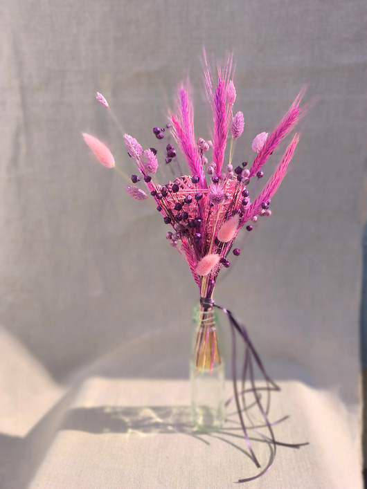 dodatki - różne Mini bukiet ,,Kwitnące serduszko" z suszków