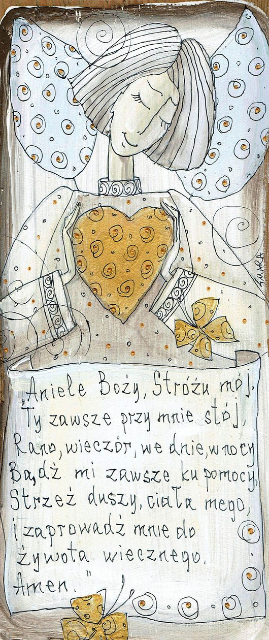 Ozdoby na ścianę Deseczka - "Aniele Boży Stróżu mój..."