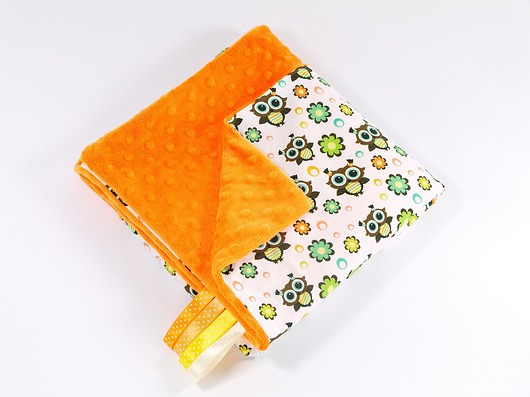 Uroczy Kocyk Minky 400g 75x100cm Sówki Orange Myszakowo