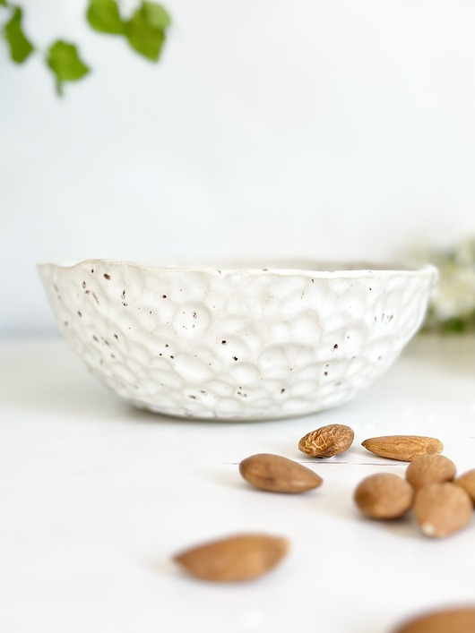 miski i misy Ceramiczna miska S - lniana biel