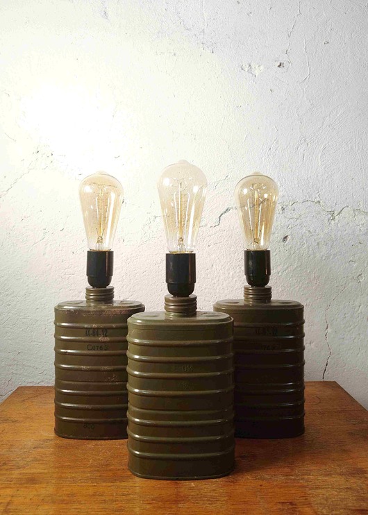 lampy stołowe Lampa z filtra wojskowego od maski przeciwgazowej  Militaria