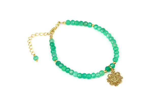 Bransoletka Agat Zielony złoto Brazi Druse Jewelry