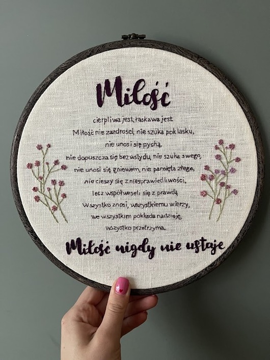 Ozdoby na ścianę Ręcznie haftowany tamborek dla pary, ślub, pamiątka, rocznica