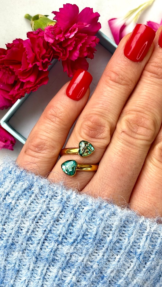 pierścionek z żywicy Pierścionek turkus