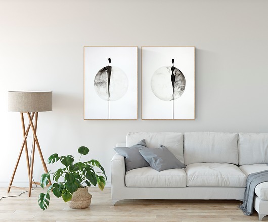 Zestaw 2 obrazów 50 x 70 cm malowany ręcznie Krystyna Siwek Art