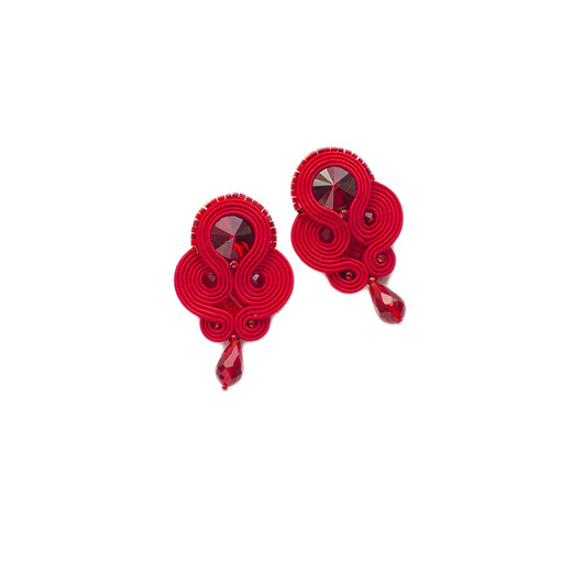 Czerwone kolczyki soutache Mró Soutache