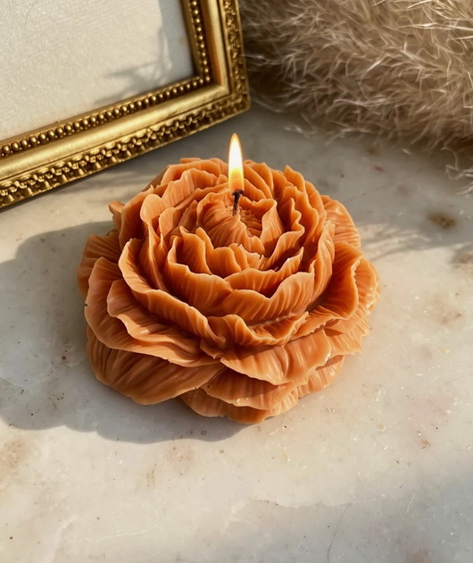 świeczniki i świece Świeca sojowa ekologiczna dekoracyjna piwonia peonia "Terracotta" 80x35mm