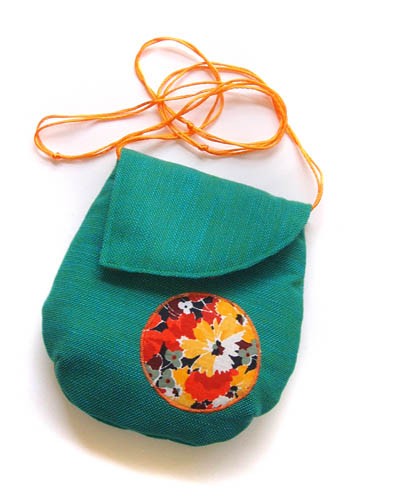 torebka mini  - kwiatowo w zieleni z oranżem - elfagado