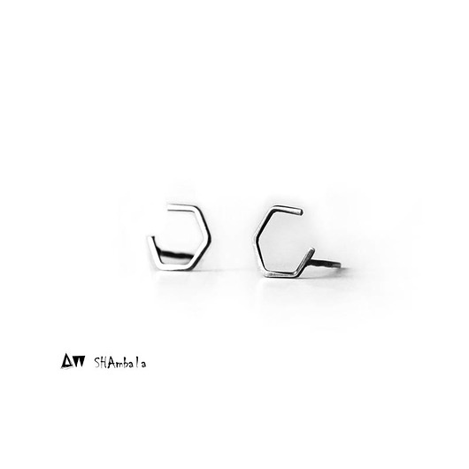 kolczyki wire wrapping Heksagon II