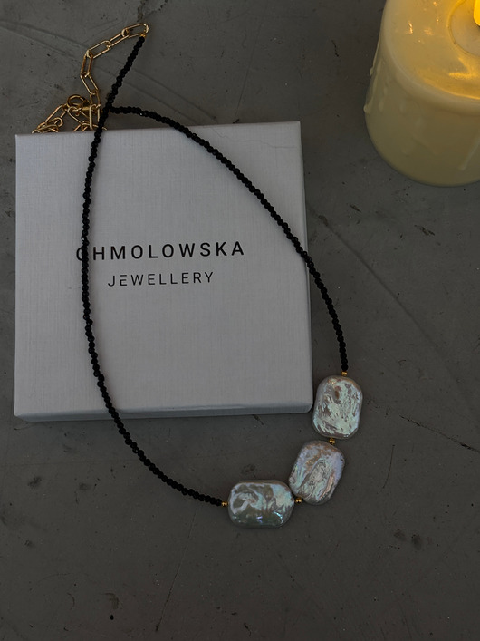 złote naszyjniki Naszyjnik Onyks z perłą