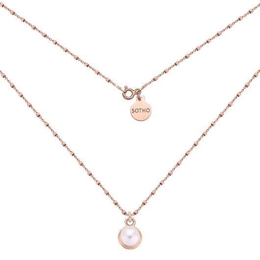 złote naszyjniki Naszyjnik z różowego złota z perłą SWAROVSKI CRYSTAL