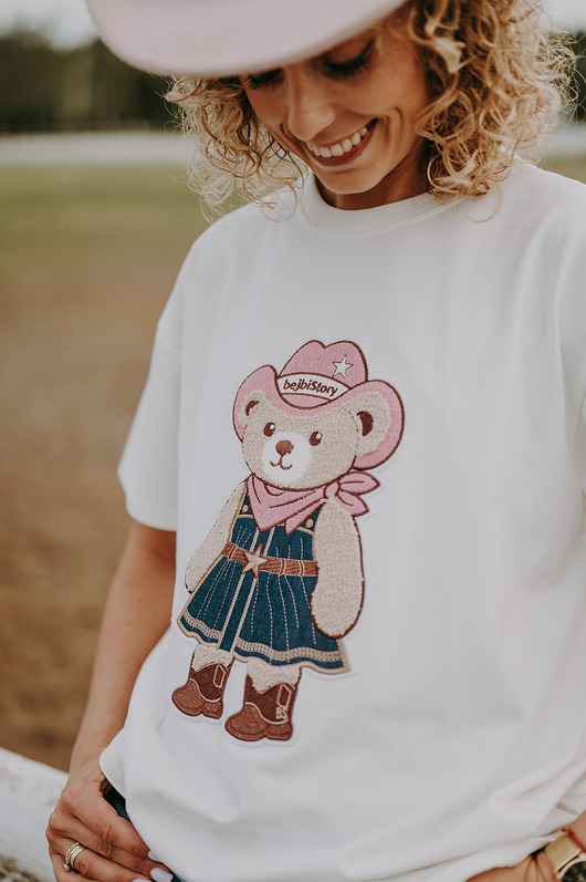 t-shirt damskie T-shirt oversize Kowboj Teddy dla mamy