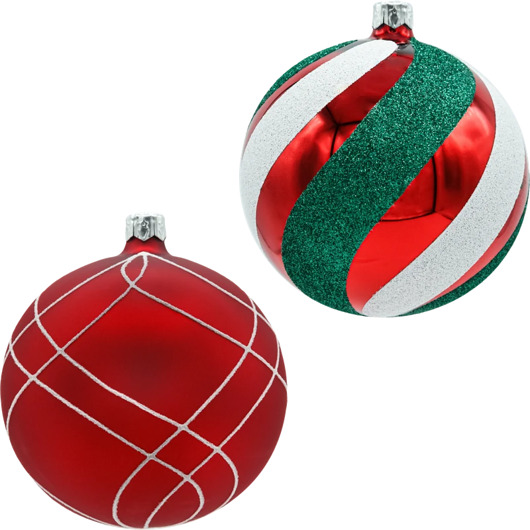 ozdoby choinkowe Bombki okrągłe: czerwona laska cukrowa