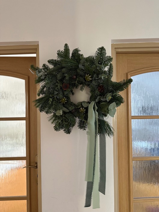 wianki bożonarodzeniowe Duży naturalny wianek mix zieleni