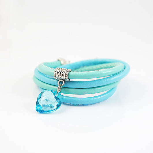 bransoletki - inne Bransoletka - Niebieskie serce - owijana