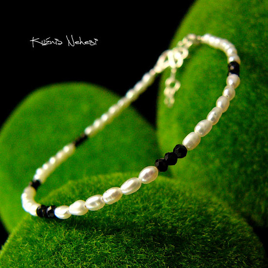 bransoletki z kamieni naturalnych Bransoleta - Pearl - Srebro