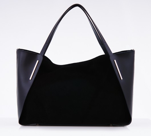 Torebka damska, skóra, zamsz Denise 01 Black Vera Bags