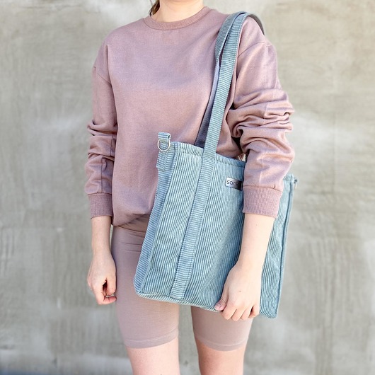 Sztruksowa torba shopper szałwia sacky bag