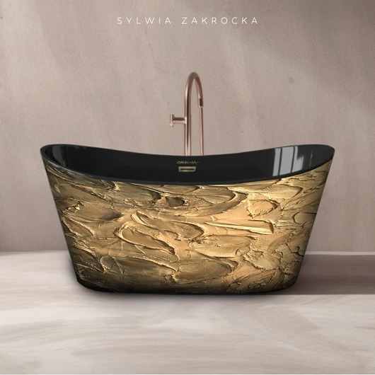 dodatki - łazienka - różne GLAMMA - luksusowa złota wanna wolnostojąca z rzeźbieniem