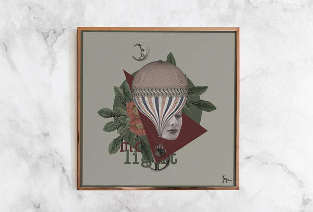 Moon 20x20/32x32  - kolaż, plakat, ilustracja JayCollage