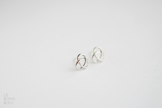 Rhodium Plated Pretzel Shaped Studs Le Boho Bleu
