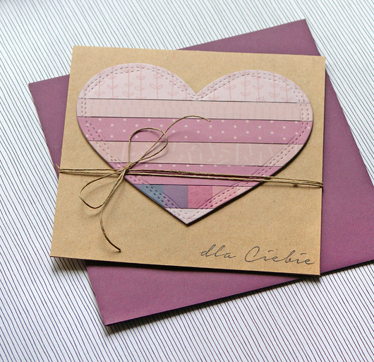 kartki scrapbooking Serce z recyklinku : DLA  CIEBIE : fiolet