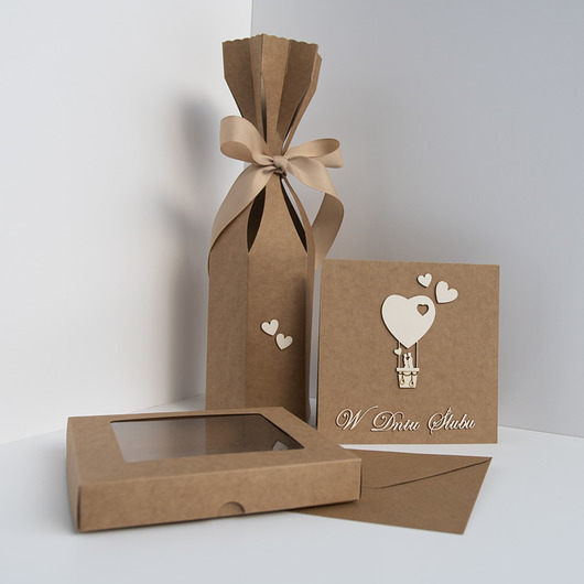 kartki scrapbooking Zestaw pudełko na wino, kartka ślubna