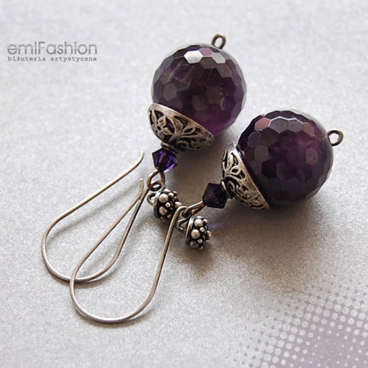 Ametyst i kryształ Swarovski w srebrze MAREMI Jewelry