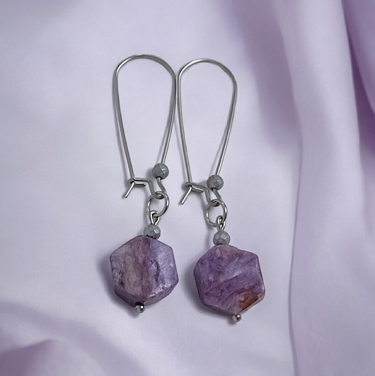 kolczyki z kamieniami LUX. UNIKATOWE kolczyki : czaroit V