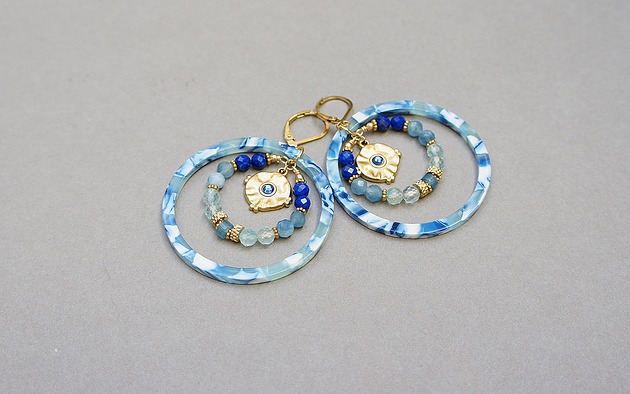 kolczyki z kamieniami Kolczyki Wianki circle  (blue mix)