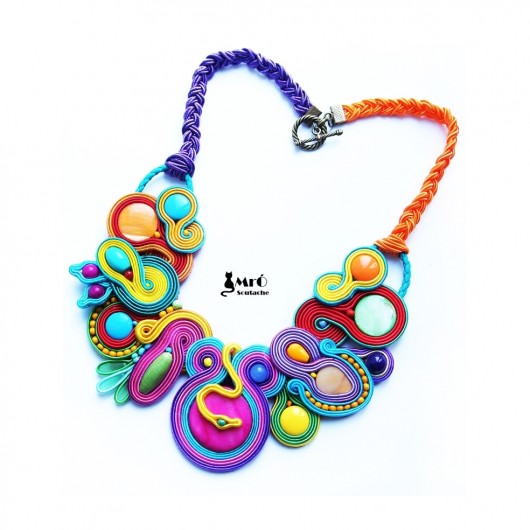 Bajkowy naszyjnik sutasz z żółtym wężykiem Mró Soutache
