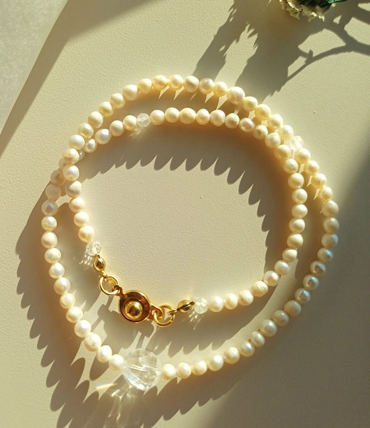 naszyjniki - inne Naszyjnik perła naturalna - kryształ górski