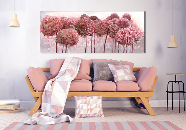 obrazy Obraz na płótnie KWIATY HORTENSJE- 150x60cm