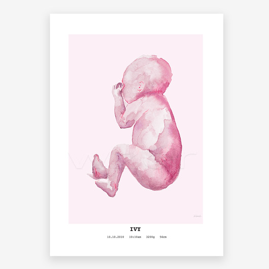 obrazy i plakaty do pokoju dziecięcego Plakat presonalizowany Ivy różowy