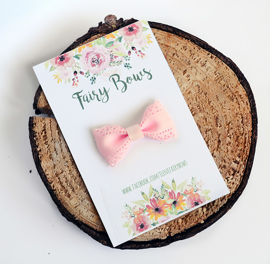 FairyBows * spinka KOKARDKA różowa chrzest rocze FairyBows