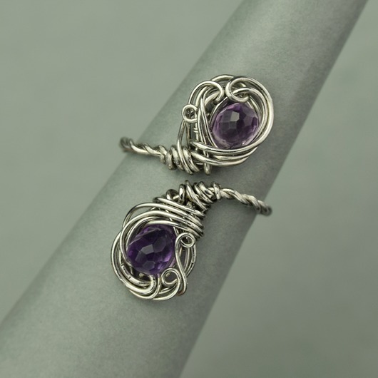 pierścionki - różne Pierścionek regulowany ametyst wire wrapping
