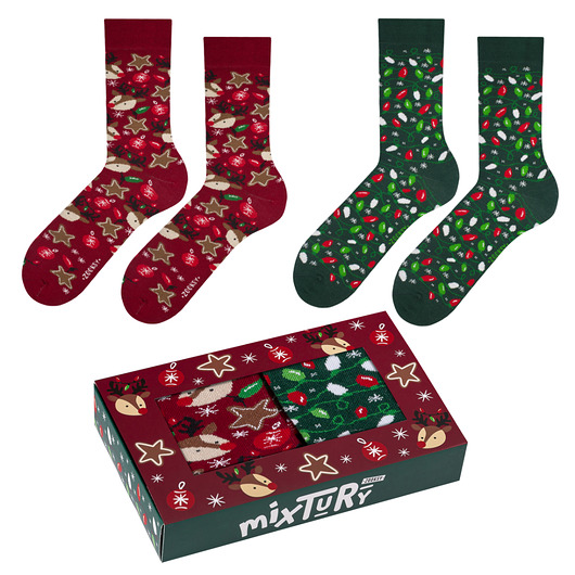 skarpetki damskie Skarpetki świąteczne damskie męskie mixTURY Na Choinkę prezent zestaw 2 pary