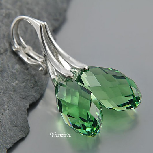 kryształ Swarovski Briolette Erinite classic - kolczyki yamira