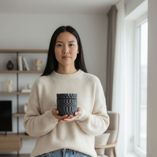 świeczniki i świece Inspirowana zapachem Herrera-Świeca sojowa w naczyniu gipsowym  DEEP BLACK